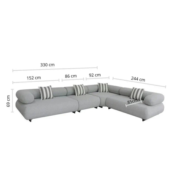 Narożnik ogrodowy ALEXANDER MM001501100423 szary tapicerowany 330cm