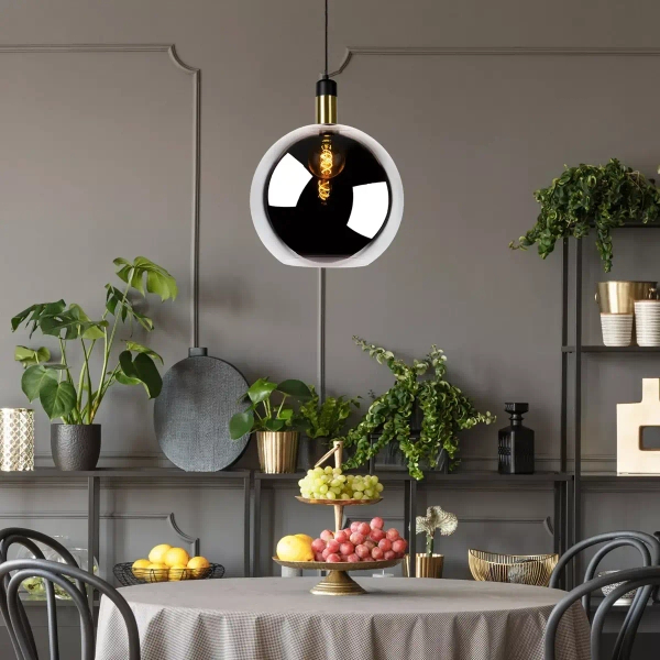 Loftowa lampa wisząca Julius 34438/40/65 Lucide szklana czarna złota