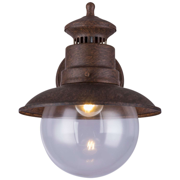 Elewacyjna LAMPA ścienna SELLA 3272R Globo metalowa OPRAWA industrialna KINKIET outdoor zewnętrzny IP44 rdza przezroczysty