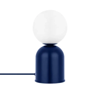 Stołowa lampka Art. Deco LUOTI LUS11313P1 szklana biała granatowa G9 12W kula z wtyczką