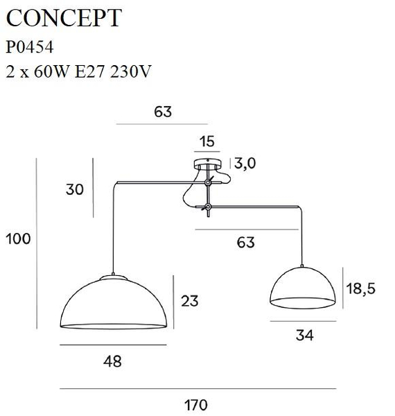Industrialna lampa wisząca CONCEPT P0454 druciany żyrandol złoty