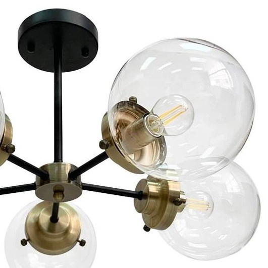 Industrialny plafon LENS 35-01306 szklane kule bubbles czarne patyna