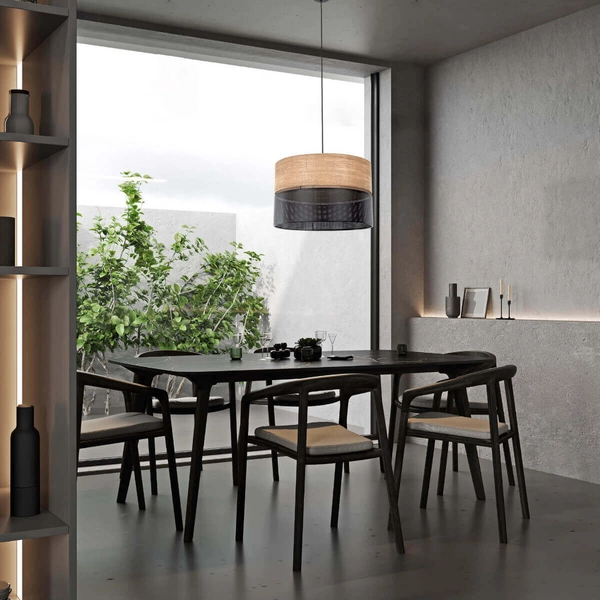 Metalowa lampa wisząca Nicol 4798 TK Lighting tuba czarny drewniany