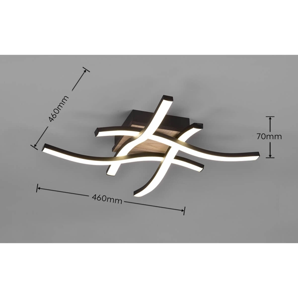 Sufitowa lampa falowana NORVE DL135-62474 LED 5W 3000K drewniany czarny