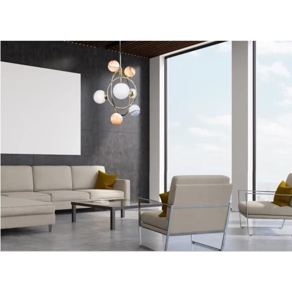 Molekułowa lampa wisząca COSMOS P0378 Maxlight do salonu metal złota