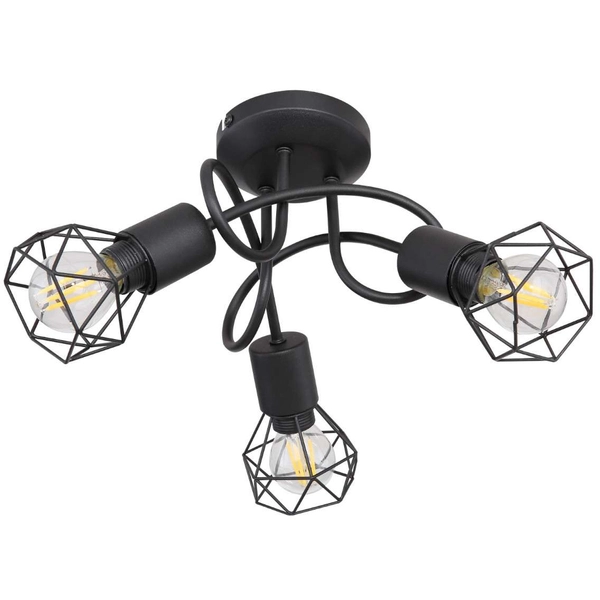 Druciana LAMPA sufitowa XARA I 54802S-3D Globo industrialna OPRAWA metalowy plafon pręty czarne
