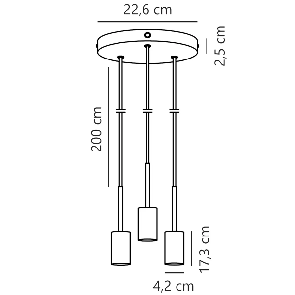 Potrójna wisząca lampa do salonu Paco 2112063035 mosiądz