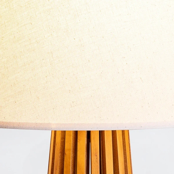 Abażurowa lampka stołowa Slatted QN-SLATTED-TL-TEAK brązowy kość słoniowa