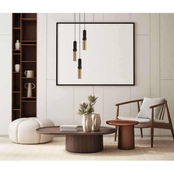 Sypialniana lampa wisząca Isidora PND-14290-3-BK-BRO tuby czarna mosiądz