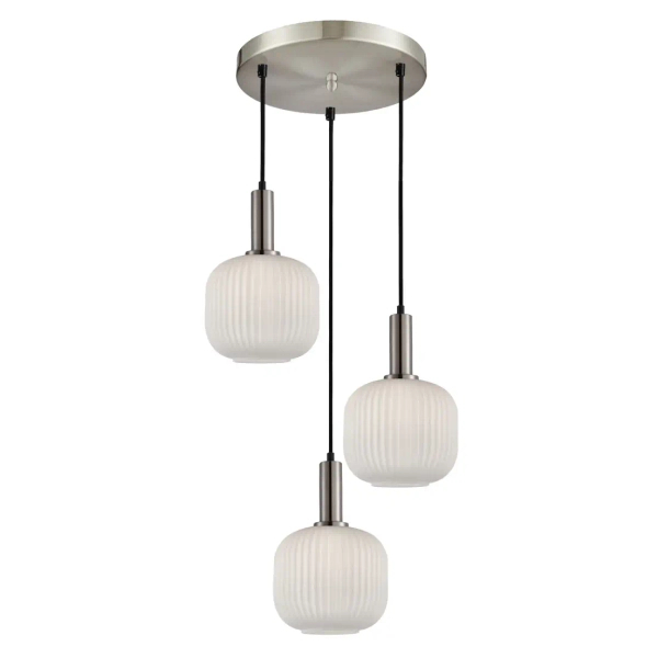 Potrójna lampa wisząca Penzi PND-31981-3S-SC-WH szklana biała srebrna