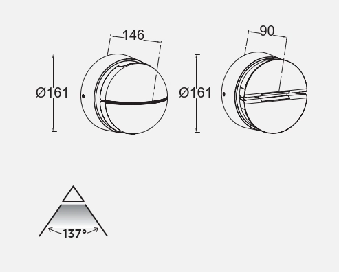 Regulowana lampa ścienna EKLIPS 5199001118 okrągła LED 13W 3000K IP54 szara