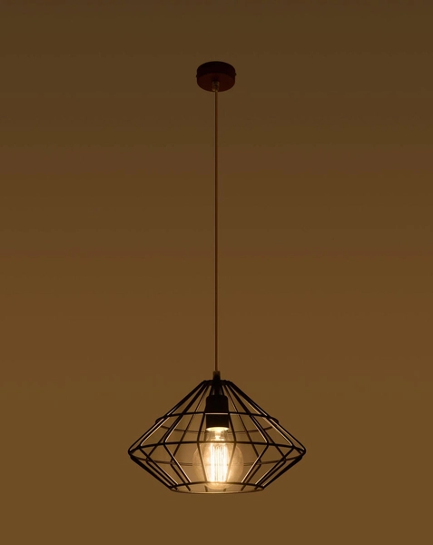 Druciana LAMPA wisząca SL.0294 industrialna OPRAWA zwis druciak metalowy czarny