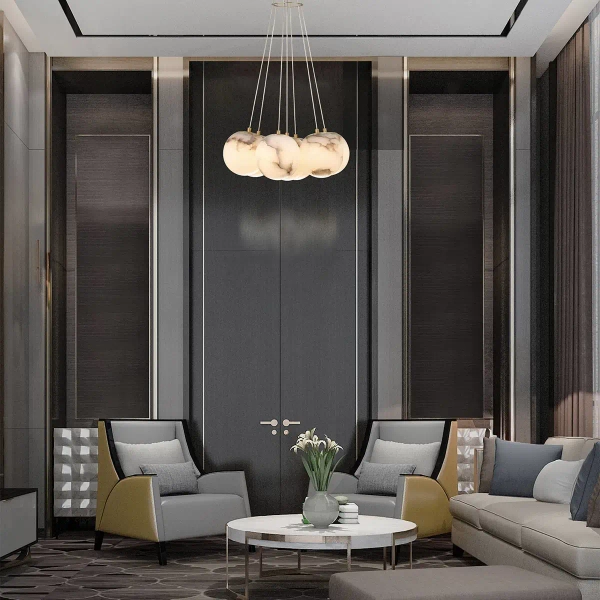 Zwieszana lampa Kepler QN-KEPLER-7P-BG LED 49W 3000K kula złoty biały