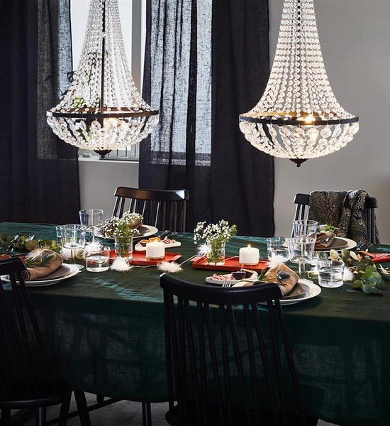 Czarna lampa pałacowa Granso 107027 do jadalni nad stół glamour