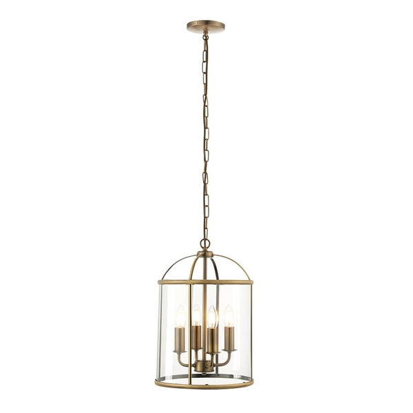 Lampa wisząca szklana kopuła antyczny mosiądz Lambeth OUTLET
