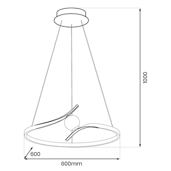 Salonowa lampa wisząca PERLA BLACK ML1177 LED 34W 4000K czarna