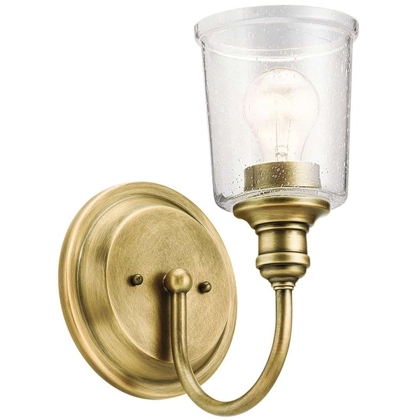 Kinkiet LAMPA ścienna Waverly KL-WAVERLY1-NBR Elstead KICHLER industrialna OPRAWA szklana vintage mosiądz przezroczysta