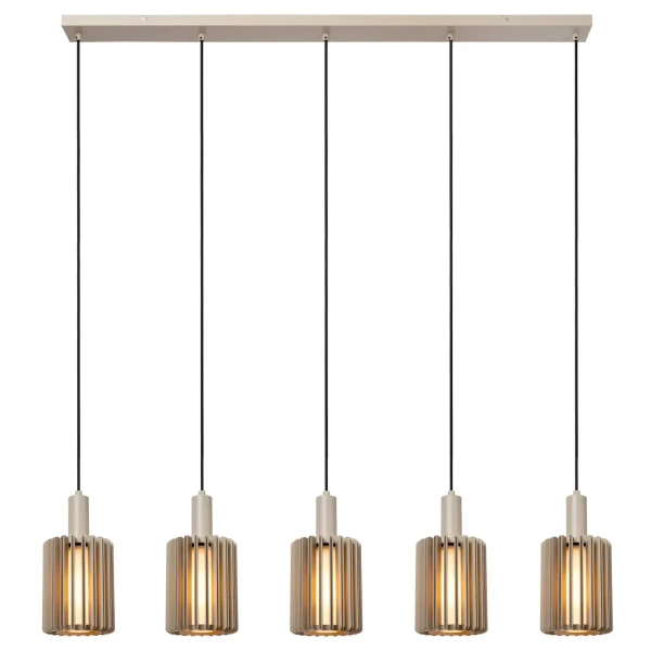 Liniowa wisząca lampa Lambres 45410/05/41 podłużna cylindry beżowa