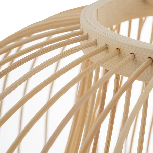 Lampa zwisająca Krabi 11158 japandi bambusowa miska cage metalowa biała