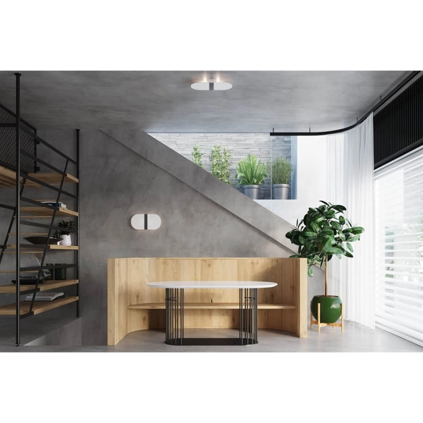 Owalna lampa ścienna SL.1004 szklany kinkiet do holu biały