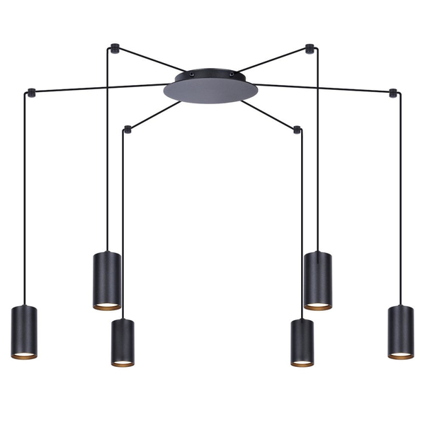 Wisząca LAMPA pająk Puerto K-4898 Kaja tuby metalowe czarny