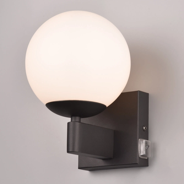 Naścienna lampa KULA 284270132 IP44 bubble szklana metalowa czarna biała