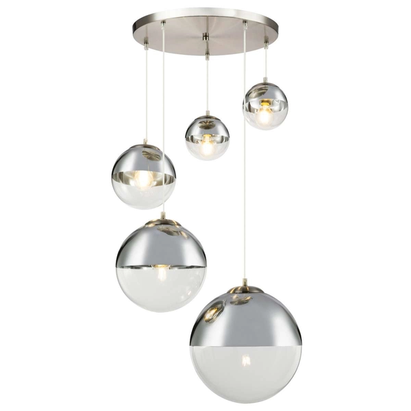 LAMPA wisząca VARUS 15851-5 Globo szklana OPRAWA zwis kaskada szklane kule balls chrom przezroczyste