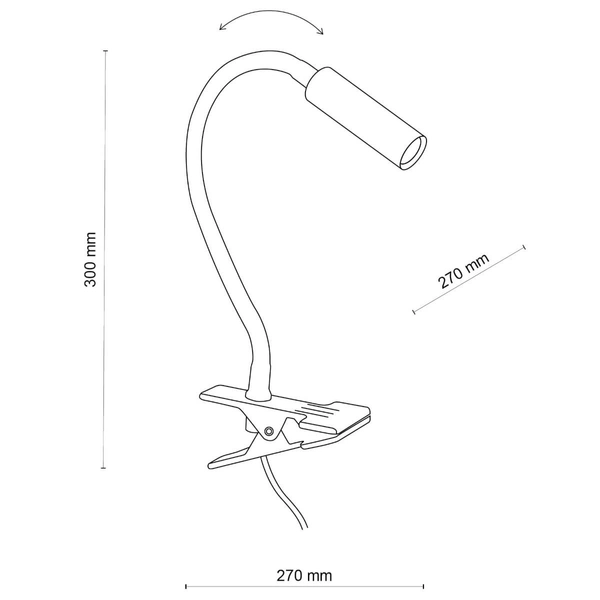 Lampa ścienna z klipsem Lagos 16024 do biura tubka rurka biała