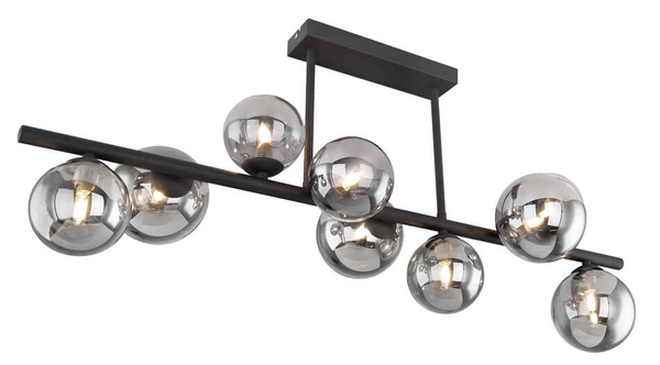 Sufitowa lampa molekułowa Riha 56133-9D szklane klosze czarne przydymione