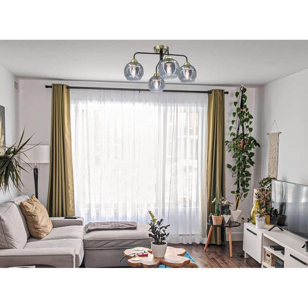 Szklana lampa sufitowa 2213/4 BL 21QG retro czarna mosiądz