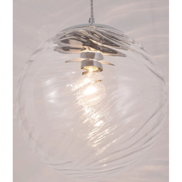 Wisząca LAMPA loftowa ARENAS LE41874 Luces Exclusivas szklana OPRAWA kula ZWIS wzorki przezroczyste chrom