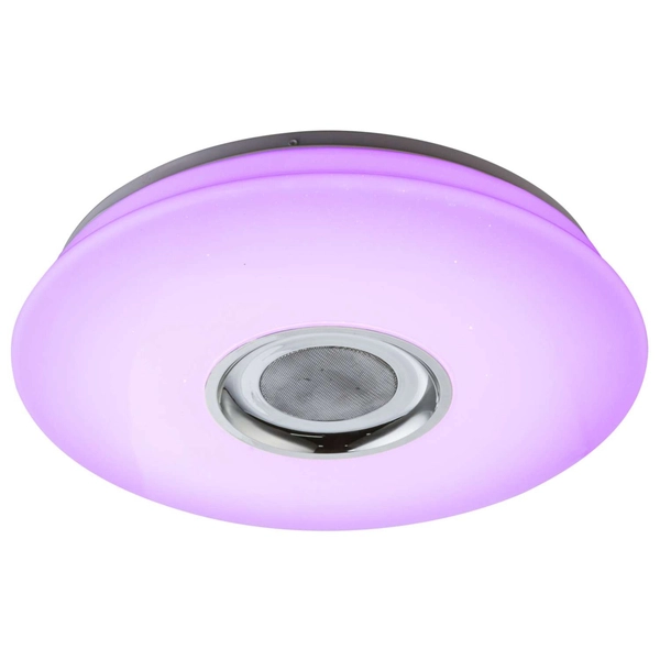 Plafon LAMPA sufitowa NICOLE 41329-18 Globo okrągła OPRAWA z efektem gwiazd LED RGB 24W głośnik bluetooth biała