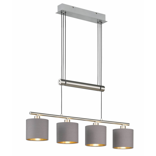 Lampa abażurowa wisząca Garda 305400441 nad stół do salonu szara nikiel