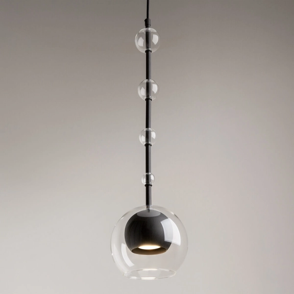 Lampa wisząca Ros MOD227PL-01B Maytoni bubbles czarna przezroczysta