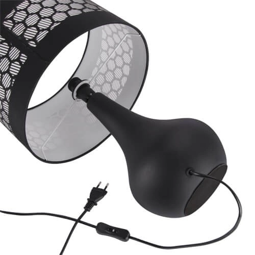 Stojąca LAMPA stołowa WANDA 03804 Ideus abażurowa LAMPKA ceramiczna wzorki czarna