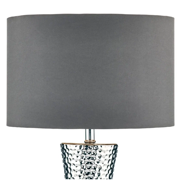 Ceramiczna lampa stołowa Bokara BOK4232-X jedwabny abażur srebrny