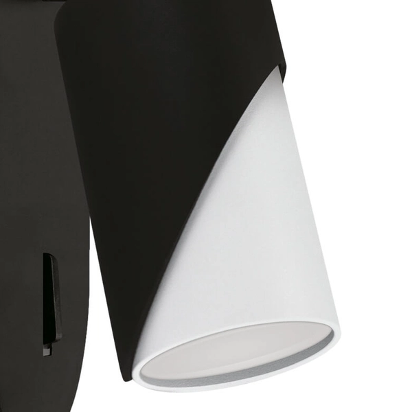 Ścienna lampa tuba Zebra 04216 Ideus z włącznikiem punktowa czarna biała