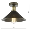 Lampa sufitowa retro Jalen JAL0161 stożek grafitowy mosiądz