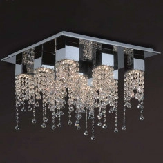 Sufitowa LAMPA glamour LARIX MX93708-9B Italux kwadratowa OPRAWA crystal PLAFON kryształowy chrom przezroczysty