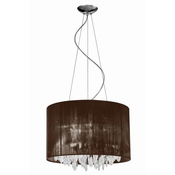 Wisząca lampa abażurowa SIDNEY AZ0511 Azzardo kryształki brązowy