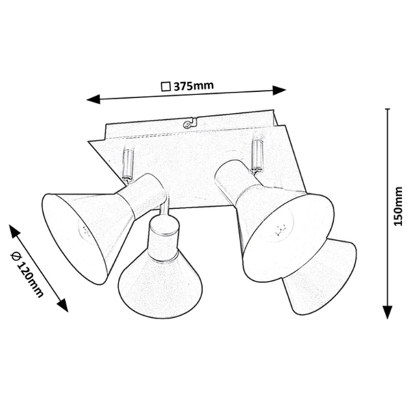 Sufitowa lampa kwadratowa Alvaro 3159 ruchome reflektorki czarne złote