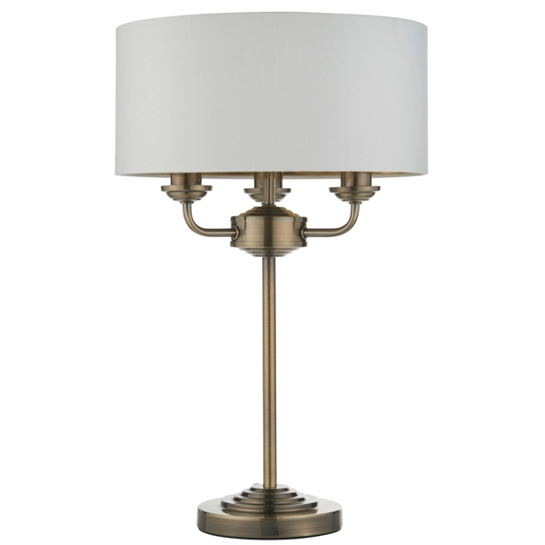 Stołowa lampa vintage Highclere 98932 Endon do sypialni biała mosiądz