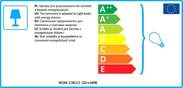 Loftowa LAMPA wisząca HUBERT MDM-2381/1 GD+AMB Italux szklana OPRAWA skandynawski ZWIS bursztynowy