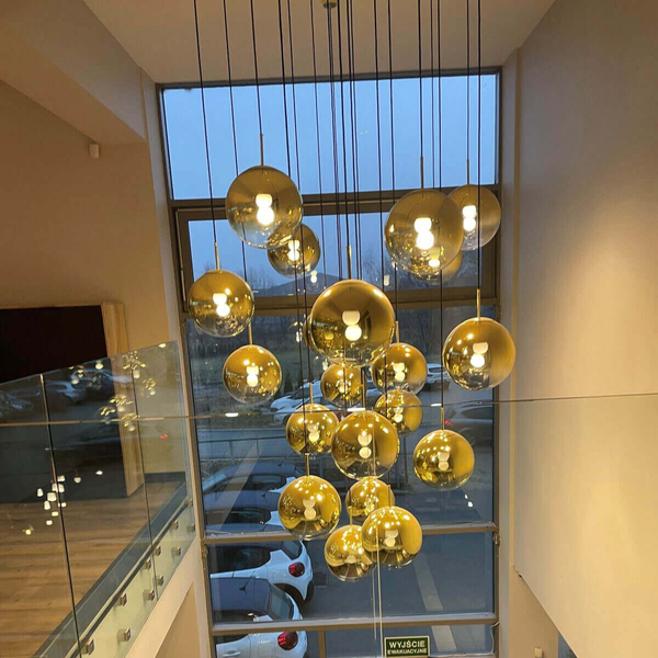 Loftowa LAMPA wisząca PALLA LP-2844/1P GD Light Prestige szklana OPRAWA ball ZWIS kula złota przezroczysta