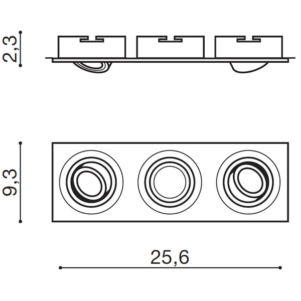 Prostokątna oprawa wpuszczana Caro AZ2439 Azzardo 3-punktowa lampa biała