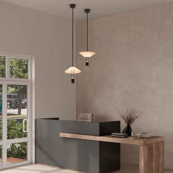 Szklana lampa wisząca AYAVIRI LE44596 LED 8W 3000K czarna biała