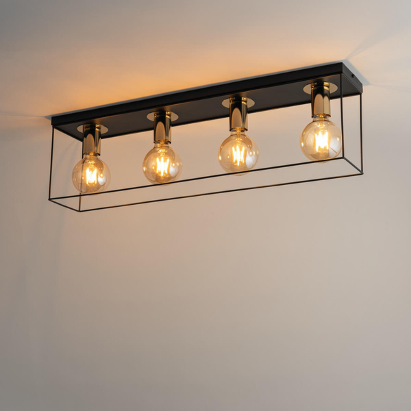 Podłużna lampa sufitowa Vox 40705 Sigma do salonu czarna złota