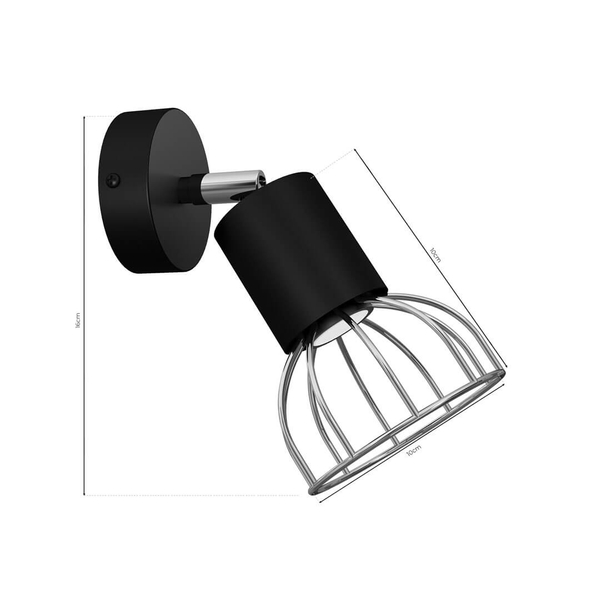 Ruchoma lampa ścienna Dante do sypialni czarna srebrna
