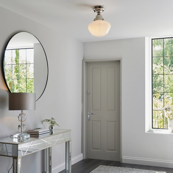 Lampa nasufitowa L&-196171 Light& szklany klosz mleczny nikiel