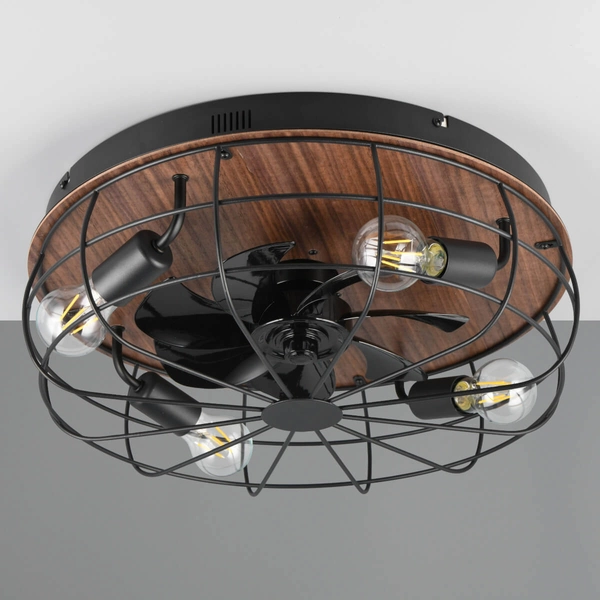 Plafon z wentylatorem TRONDHEIM R61105032 RL Light loft druciak drewniany czarny